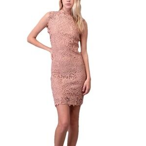 Hashtag Crochet Dress Blush Pink Size Medium Floral Bridal Party Cocktail New
